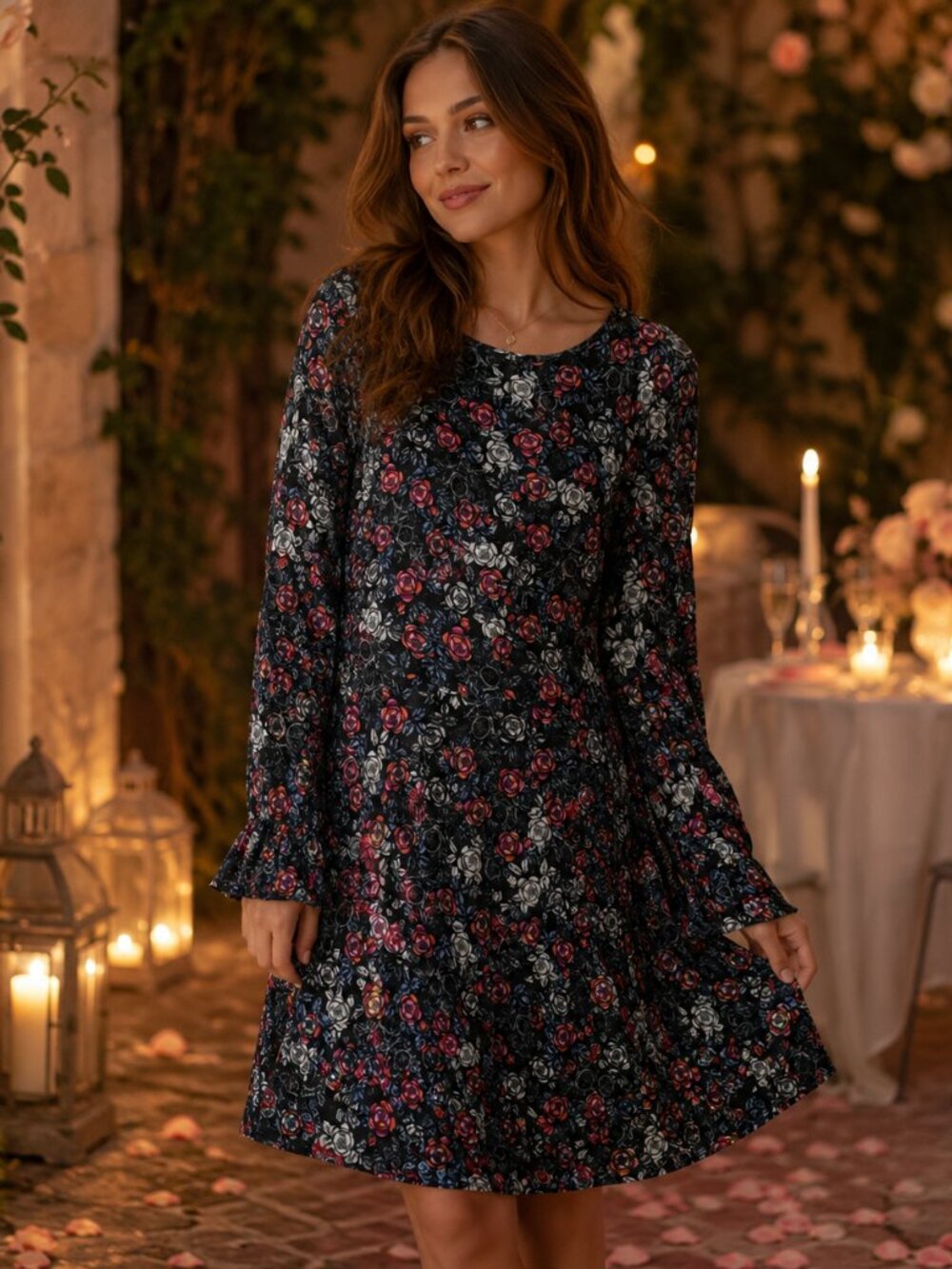 Womens Dress 6 Floral Dark Fairy Whimsygoth Cottagecore Dark Romantic Rose